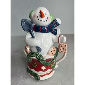 Vintage‎ Snowman Christmas Ceramic figurine music box Multicolor Decorative
